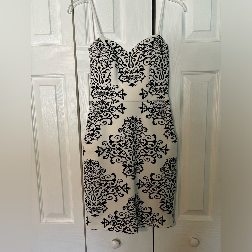 Strapless Black/ White Formal Dress